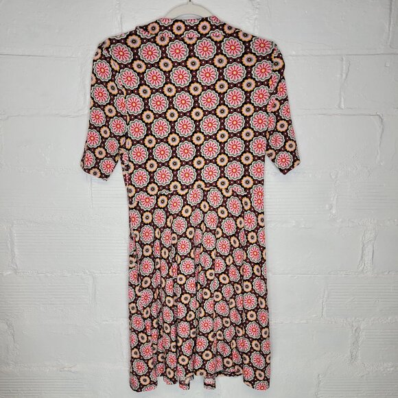 Boden Women's Size 8P Petite Faux Wrap Dress Pink Flowers - Picture 2 of 6